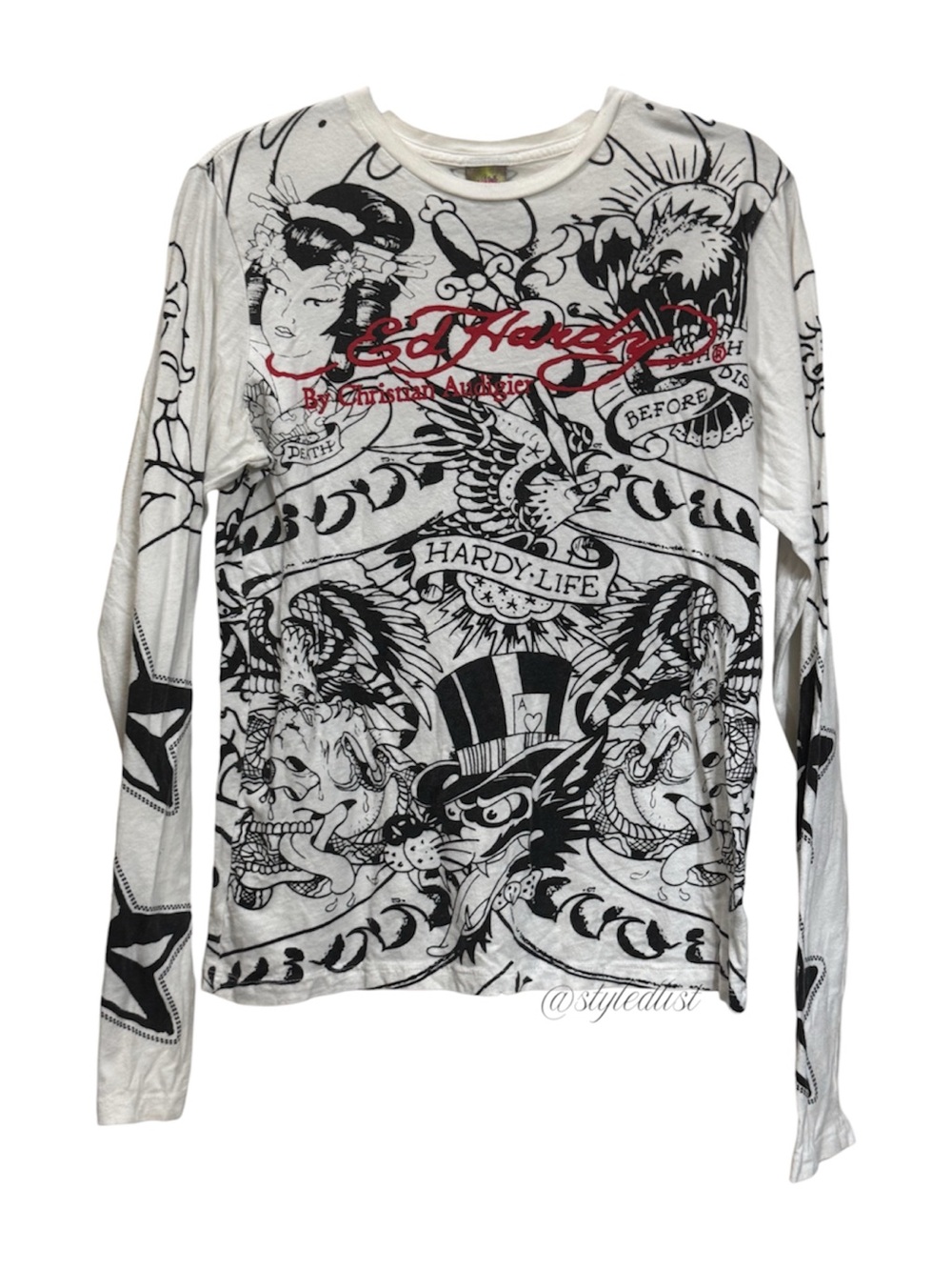 Ed Hardy Vintage Grey Tiger Long Sleeve T-Shirt S